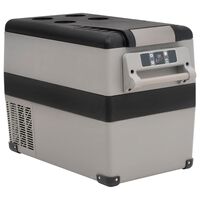 vidaXL Хладилна кутия с дръжка черно и сиво 45 л PP и PE