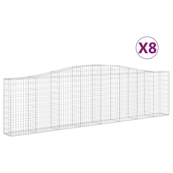 vidaXL Габионни кошници арка 8 бр 400x30x100/120 см поцинковано желязо