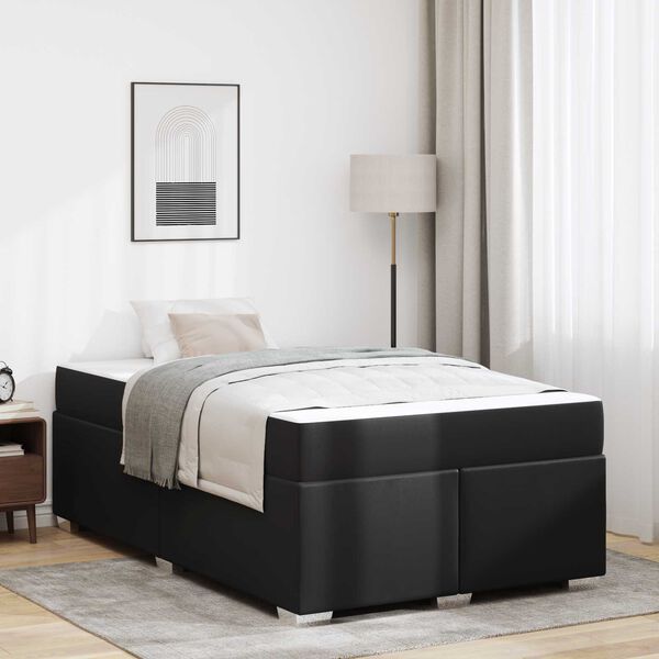 vidaXL Рамка за легло с матрак Черно 120 x 200 cm текстил