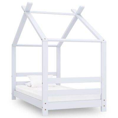 vidaXL Рамка за детско легло, бяла, борово дърво масив, 70x140 см
