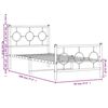 vidaXL Метална рамка за легло с горна и долна табла, бяла, 90x190 см