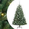 vidaXL Изкуствено коледно дърво с хингед Зелено 150 cm PVC и метал