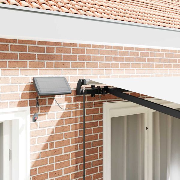 vidaXL Сгъваем навес С LED лентисти светлини Бяло 350 x 250 cm текстил