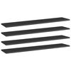 vidaXL Рафтове за етажерка, 4 бр, черен гланц, 100x20x1,5 см, ПДЧ