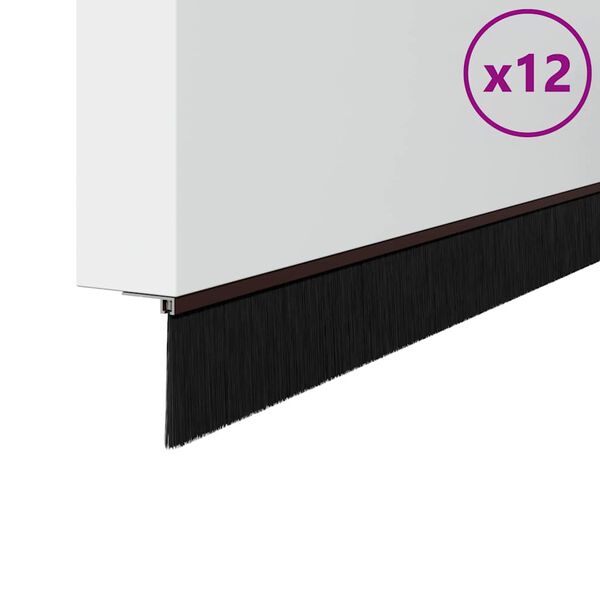 vidaXL Запечатващи четки за врата с винтово закрепване 12 pcs Кафяво