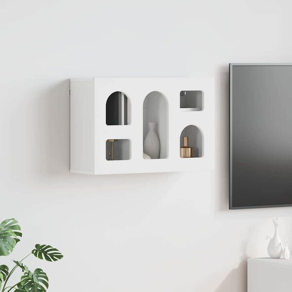 vidaXL Висящ шкаф с рафт Бяло 60 x 20 x 40 см Инженерно дърво