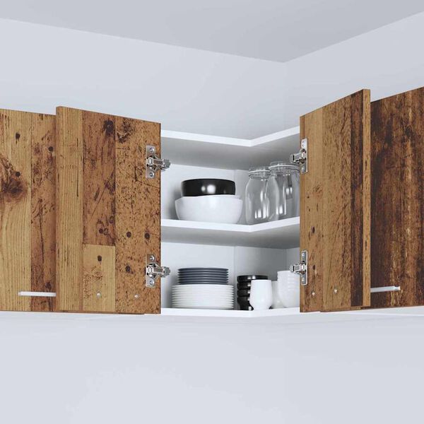 vidaXL Висящ шкаф Стара дървесина и бяло 57 x 57 x 40 см