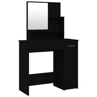 vidaXL Тоалетка с огледало, черна, 86,5x35x136 см