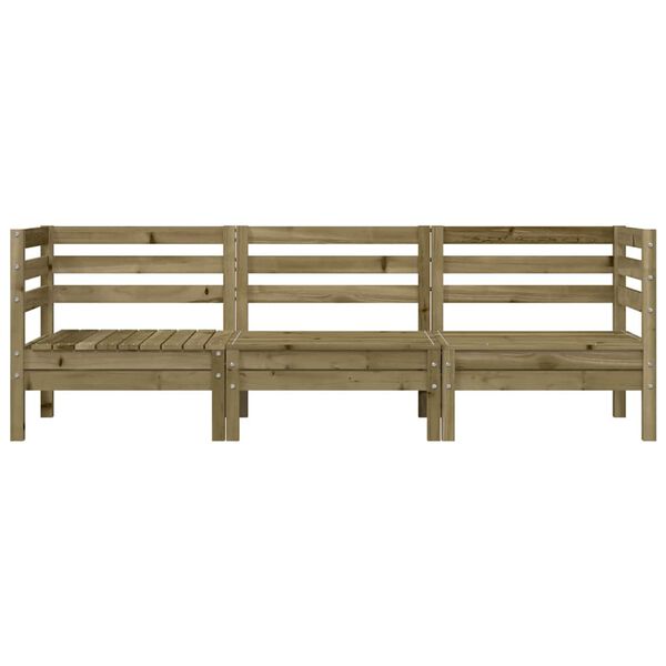 vidaXL Градински диван, 3-местен, импрегниран бор