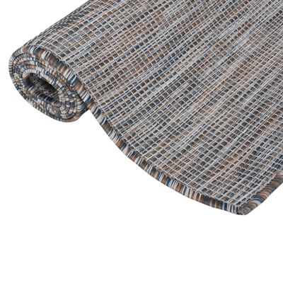 vidaXL Градински плоскотъкан килим, 200x280 см, кафяво и синьо