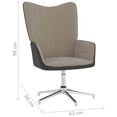 vidaXL Релаксиращ стол с табуретка, светлосив, кадифе и PVC