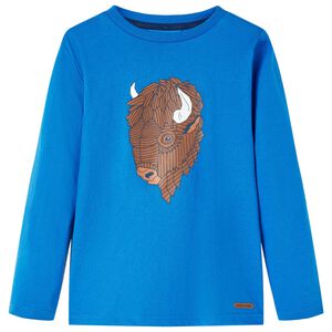 vidaXL Детска тениска с дълъг ръкав, кобалтовосиньо, 116