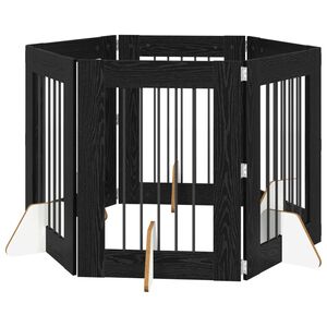 vidaXL Врата за кучета с поставки 6 pcs Черен дъб 60 x 80 cm
