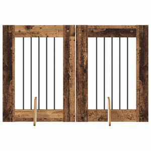 vidaXL Врата за кучета с поставки 2 pcs Старо дърво 60 x 80 cm