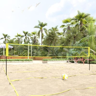 vidaXL Мрежа за волейбол, жълто и черно, 823x244 см, PE плат