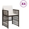 vidaXL Градински столове с възглавници, 4 бр, кафяви, полиратан