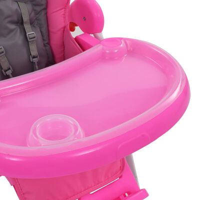 vidaXL Високо бебешко столче за хранене, розово и сиво