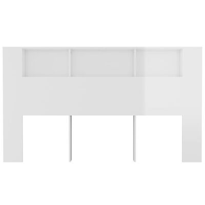 vidaXL Табла за легло тип шкаф, бял гланц, 180x18,5x104,5 см