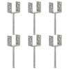 vidaXL Оградни подпори 6 бр сребристи 9x6x30 см поцинкована стомана