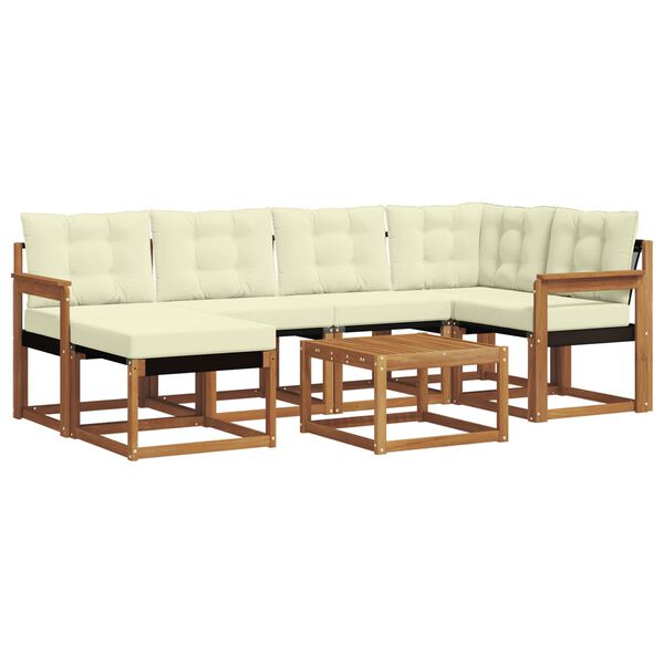 vidaXL Комплект дивани за открито 7 pcs Натурален и Крема