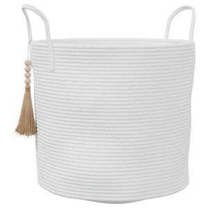 vidaXL Кош за съхранение, бял, &Oslash;40x35 см, памук