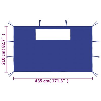 vidaXL Стени за шатри с прозорци, 2 бр, сини