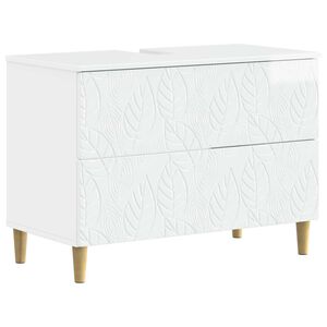 vidaXL Шкаф за мивка в баня DELFT Бял гланц 82 x 41 x 59 см