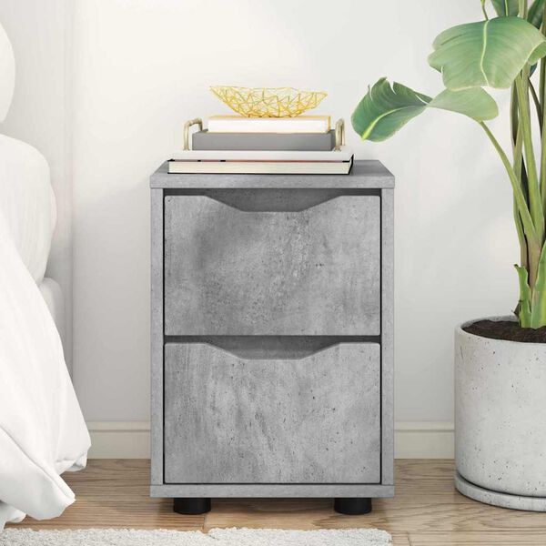vidaXL Нощно шкафче Циментено сиво 30,5 x 30 x 43 см Инженерно дърво