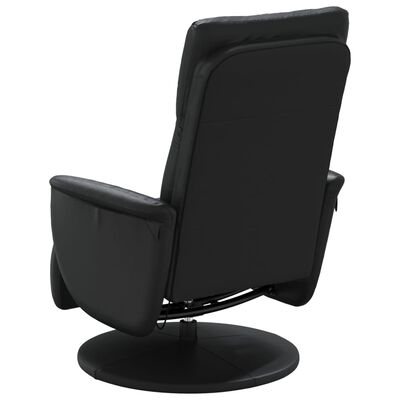 vidaXL Масажен реклайнер стол с опора за крака, черен, изкуствена кожа