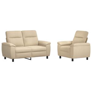 vidaXL Комплект дивани 2 pcs Кремаво Текстил