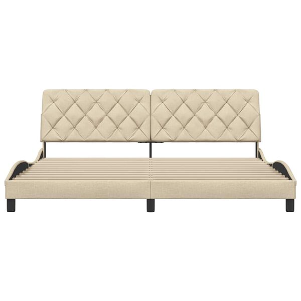 vidaXL Рамка за легло без матрак, кремава, 200x200 см, плат