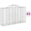 vidaXL Габионни кошници арка 5 бр 200x50x120/140см поцинковано желязо