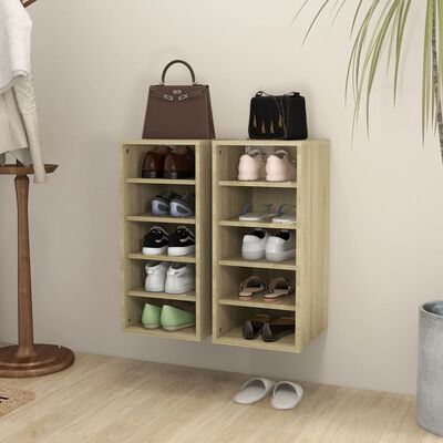 vidaXL Шкафове за обувки, 2 бр, дъб сонома, 31,5x35x70 см, ПДЧ