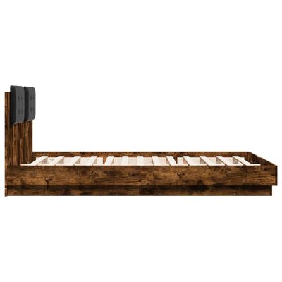 vidaXL Рамка за легло с табла, опушен дъб, 120x200 см, инженерно дърво