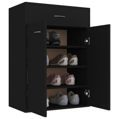 vidaXL Шкаф за обувки, черен, 60x35x84 см, ПДЧ