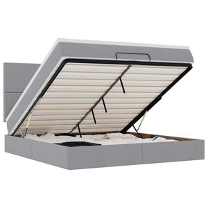 vidaXL Османска легло с матрак и LED, светлосиво, 160x200 см, плат