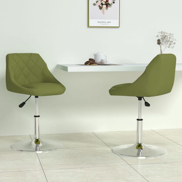 vidaXL Въртящи се трапезни столове, 2 бр, светлозелени, кадифе