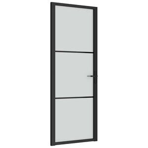 vidaXL Интериорна врата, 76x201,5 см, черен мат, стъкло и алуминий