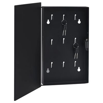 vidaXL Кутия за ключове с магнитна дъска, черна, 30x20x5,5 см