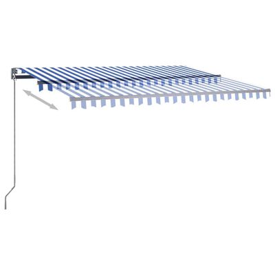vidaXL Автоматичен сенник LED сензор за вятър 400x350 см синьо и бяло