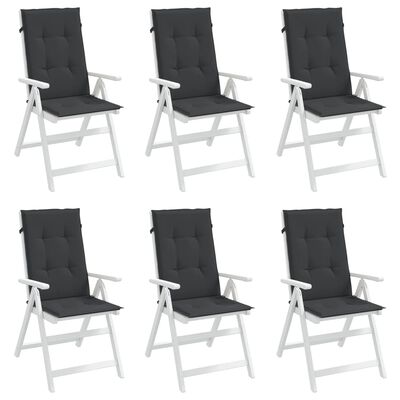 vidaXL Възглавници за столове с облегалки 6 бр черни 120x50x3 см плат