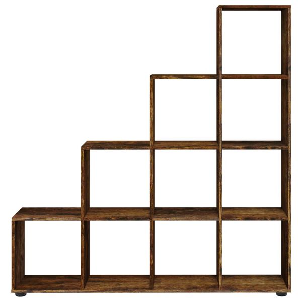 vidaXL Етажерка за книги стълбище опушен дъб 142 см инженерно дърво