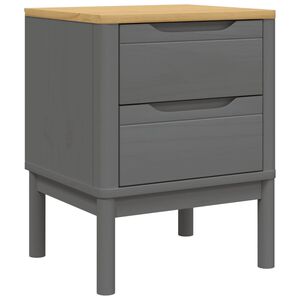 vidaXL Нощно шкафче FLORO, сиво, 45x39x57 см, борово дърво масив
