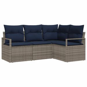 vidaXL Комплект дивани с възглавница 4 pcs Сив полиратан