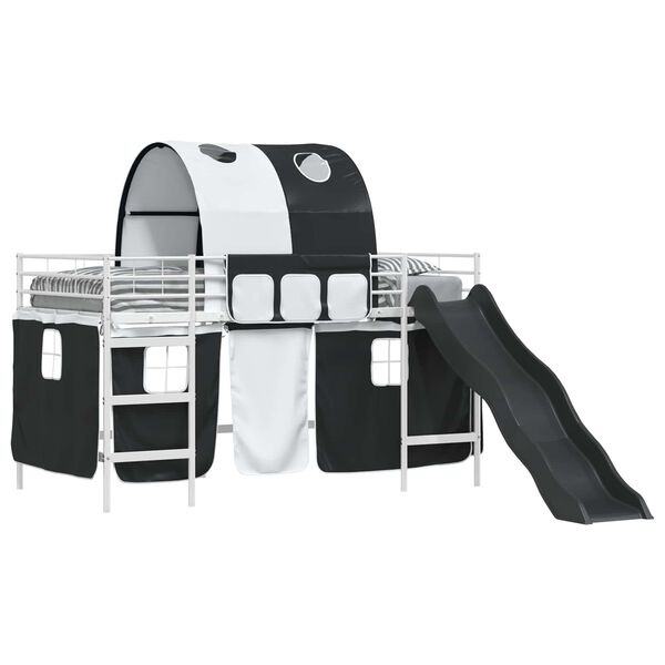 vidaXL Легло на двуетажно легло за деца Бял и черен 99,5 x 200 см