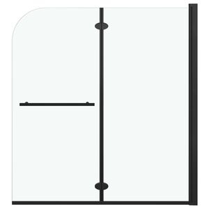 vidaXL Сгъваем душ параван, 2 панела, ESG стъкло, 120x140 см, черен