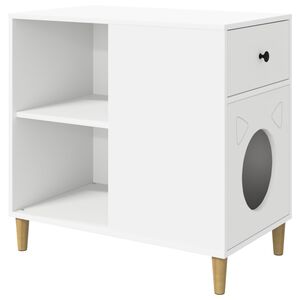 vidaXL Къща за котки Бяло 72 x 42,5 x 70 см Инженерна дървесина