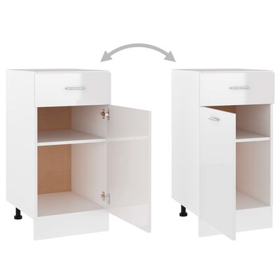 vidaXL Долен шкаф с чекмеджета, бял гланц, 40x46x81,5 см, ПДЧ