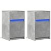 vidaXL Нощни шкафчета с LED, 2 бр, бетонно сиво, инженерна дървесина