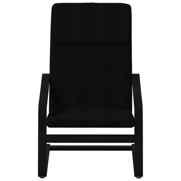 vidaXL Релаксиращ стол с табуретка, черна, текстил